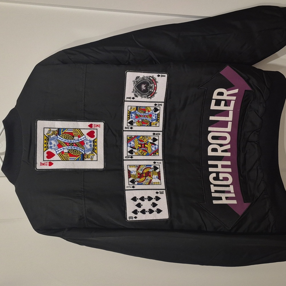 NEW! Troop Black Bomber Jacket with Ace Patch High Roller Large - Picture 7 of 11